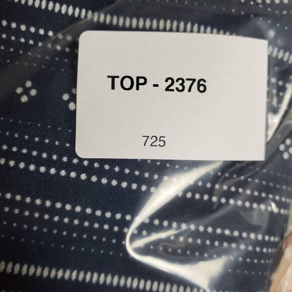 Como Vintage Women’s Navy Blue Striped Boho Peasant Top L Tie Neck Long Sleeve - Picture 7 of 7